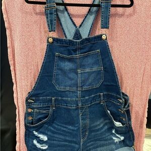 No Boundaries Dark Blue Denim Overalls